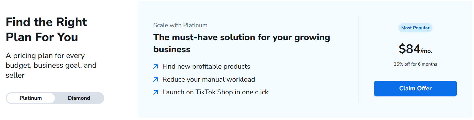 Screenshot: Helium 10 Pricing Page